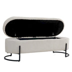 Woven storage Bench with safety hinges, End Bench for Living Room & Bedroom