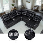 109 Power Reclining Sectional Couch, Modular Livingroom Recliner Sofa with 2 Storage Console & 4 Cup Holders
